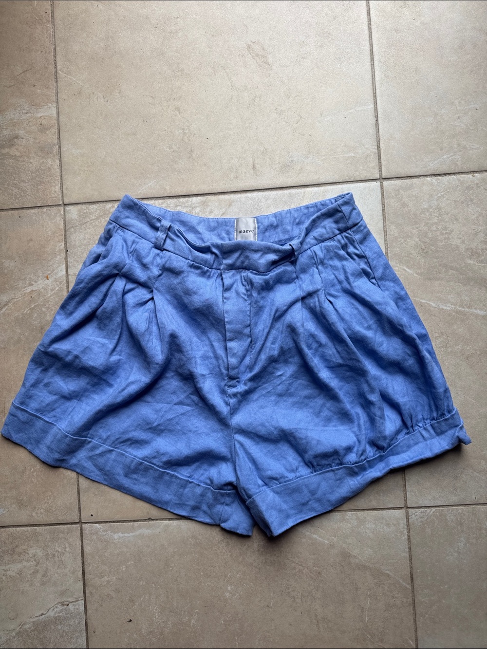 Anthropologie Maeve Blue High-Waist Linen Blend Women’s Shorts